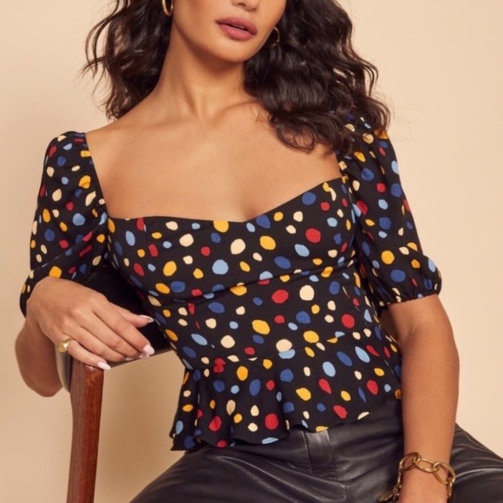 Reformation Aimee Puff Sleeve Top in Fiesta